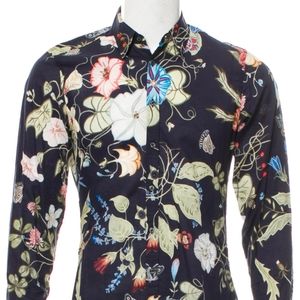 Gucci Men's button-down shirt blue floral 🐝 bees